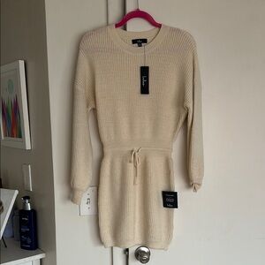 NWT Lulu's Cream Knit Sweater Dress XS